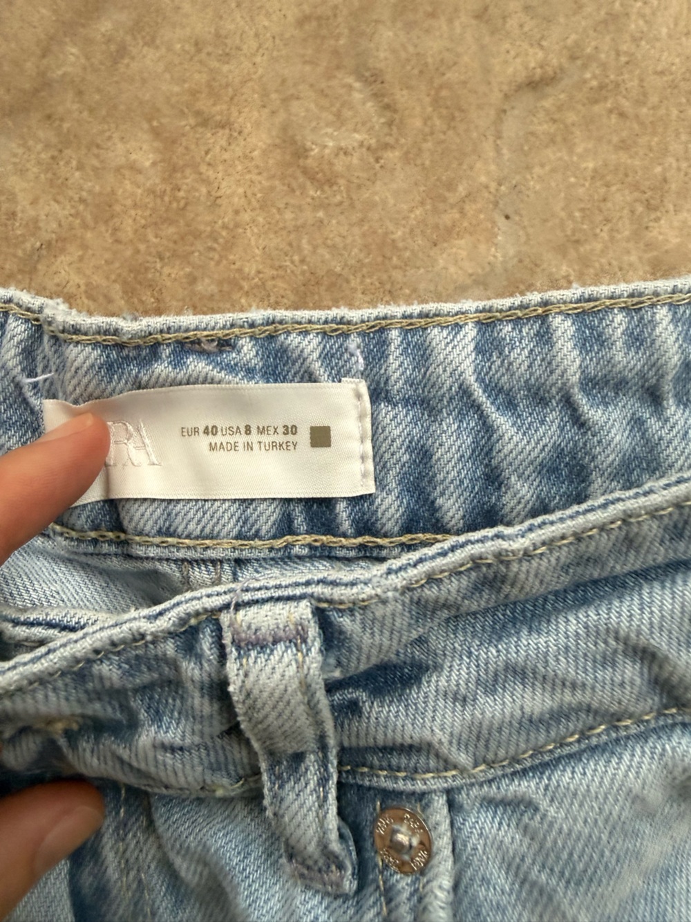 Zara light blue denim wide leg jeans - Picture 7 of 7